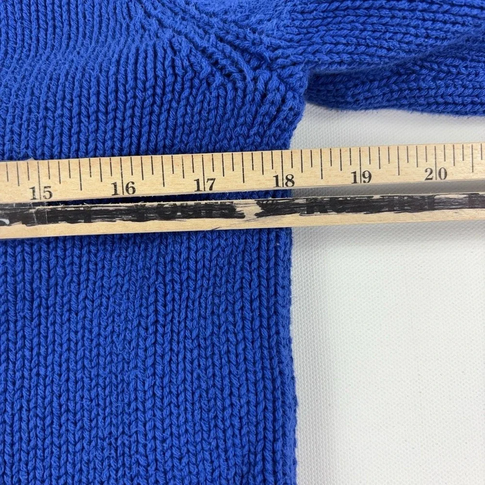 J Crew Sweater Womens XS Blue Mock Neck Fisherman Contrast Trim Knit Pullover